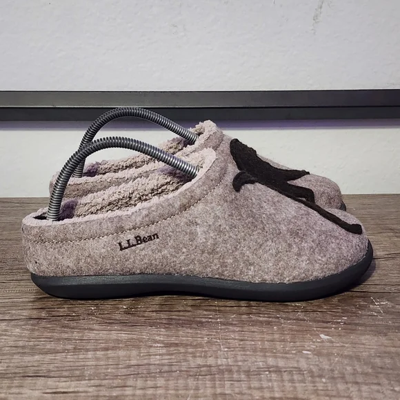 LL Bean Daybreak Scuffs Dog Women's Slippers Size 9 Gray - Picture 3 of 9